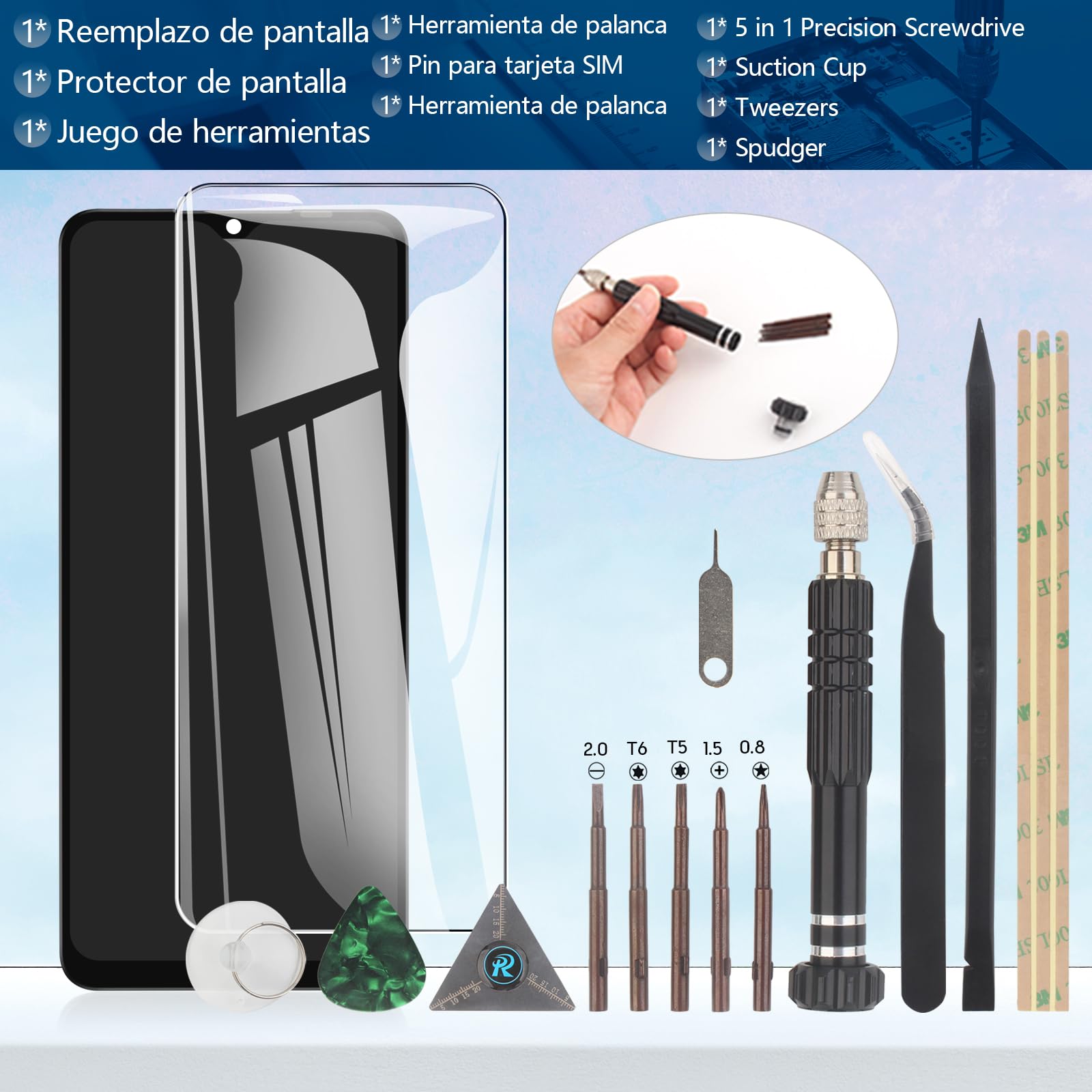 RongZy para Samsung Galaxy A32 5G SM-A326B Reemplazo de Pantalla Táctil LCD + Compatible con Galaxy A32 5G el Kit de Herramientas de la Pantalla de Montaje del Teléfono(6.5'',No 4G)