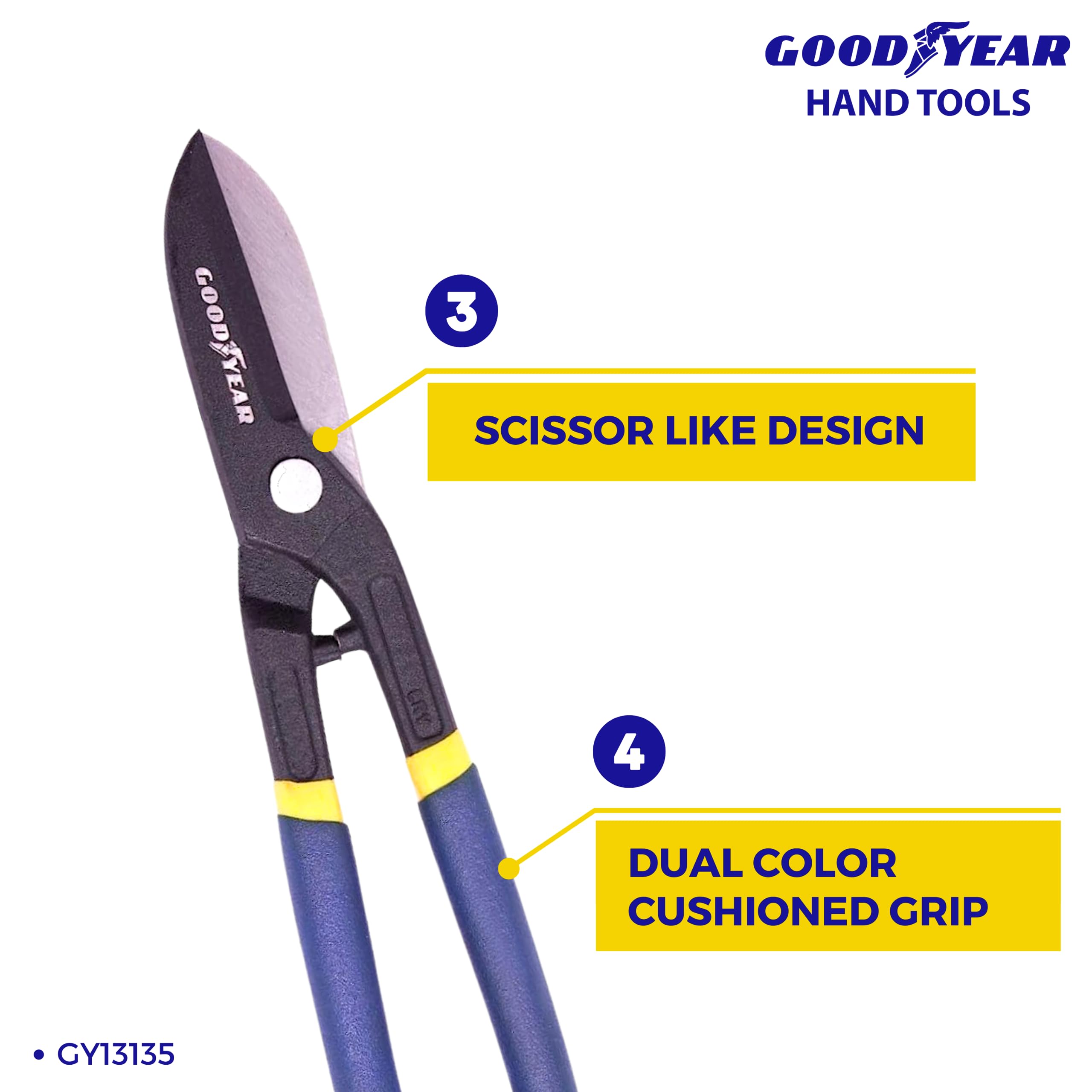 Goodyear Chrome Vanadium 12-inch Tin Cutter with Spring (Silver) (GY-13135) 2