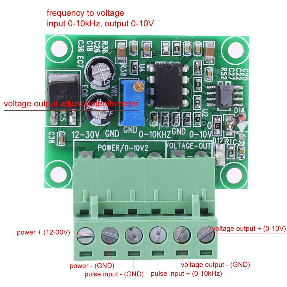 Akozon Convertitore frequenza a tensione, frequenza a tensione 0-10Khz a 0-10V F/V Modulo convertitore digitale ad analogico per PLC e convertitore di frequenza