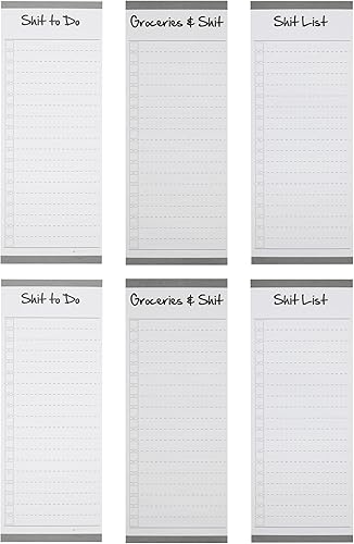 Grocery List - Bloc magnético para refrigerador, paquete de 6 blocs de notas vibrantes con parte trasera magnética completa y 60 hojas cada una