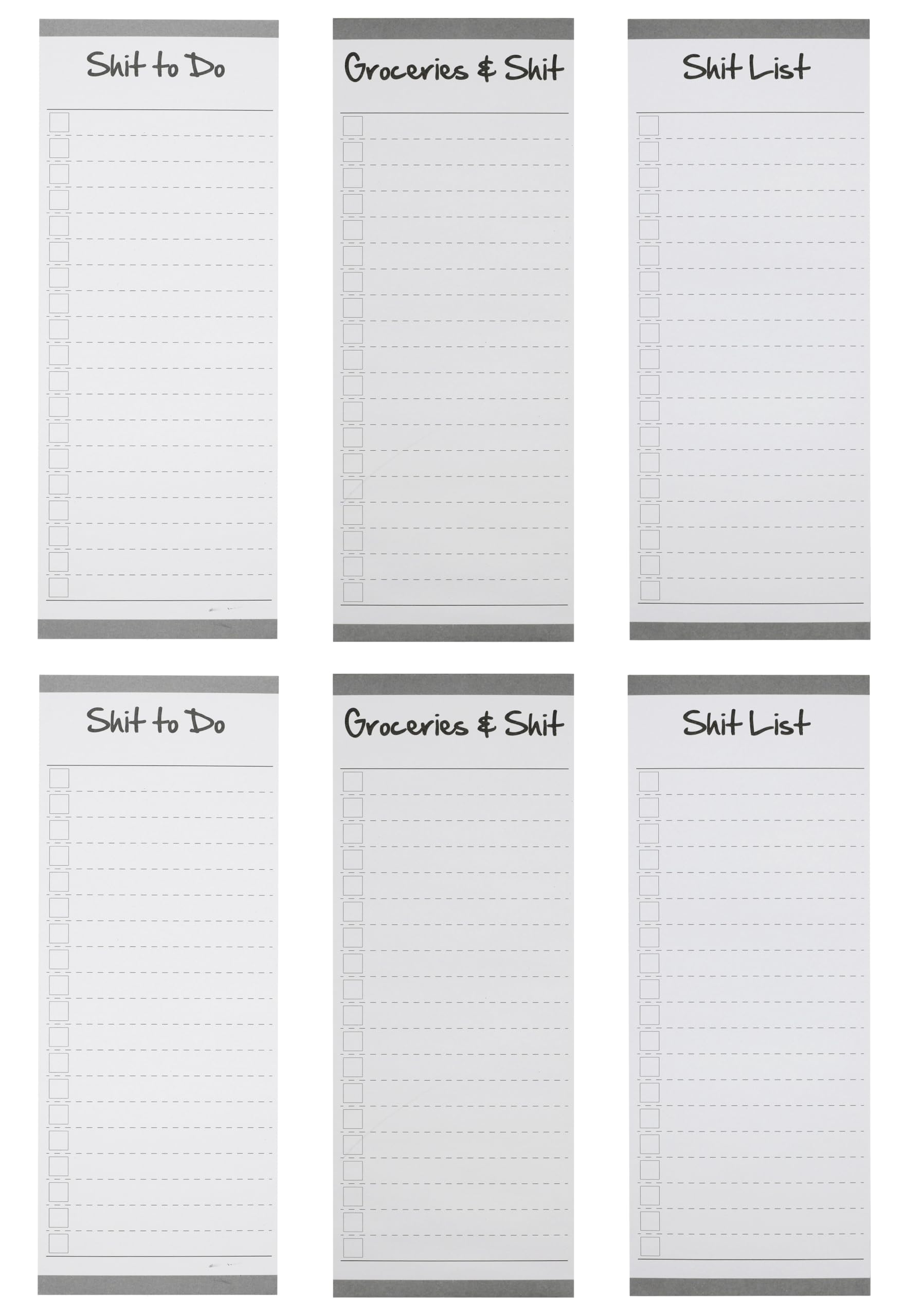 Creative Hobbies Grocery List Magnet Pad for Fridge - 6 Pack of Vibrant Note Pads with Full Magnetic Back and 60 Sheets Each (Funny)