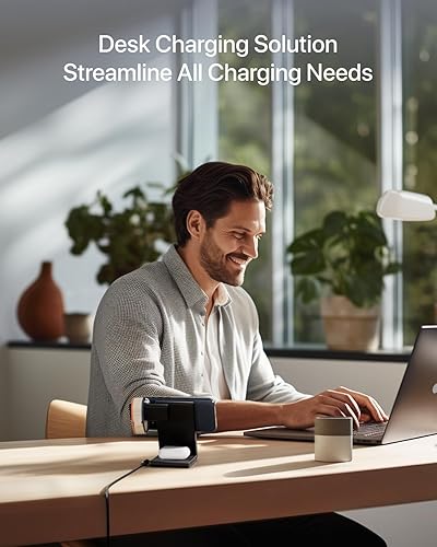 Miniatura 6 de Intoval Estación de carga magnética 3 en 1, base de carga plegable de viaje para Magsafe iPhone 16 a 12 (PlusProPro Max), Apple Watch y AirPods,