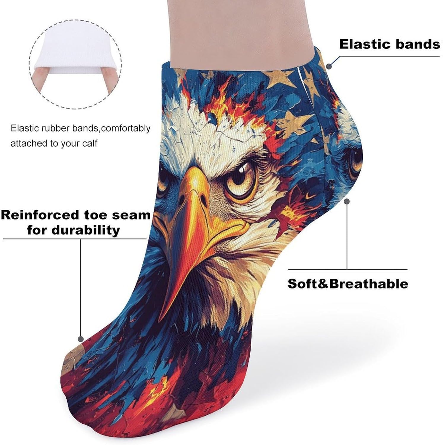 Bald Eagle 5Pairs Low Cut Ankle Socks for Women No Show Casual Breathable Athletic Socks for Sport