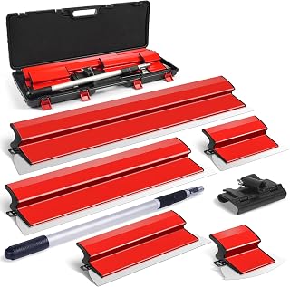 DEKEones Drywall Skimming Blade Set: Stainless Steel 6" 10" 16" 24" 32" Blades + 28-62" Extension Handle & Portable Case