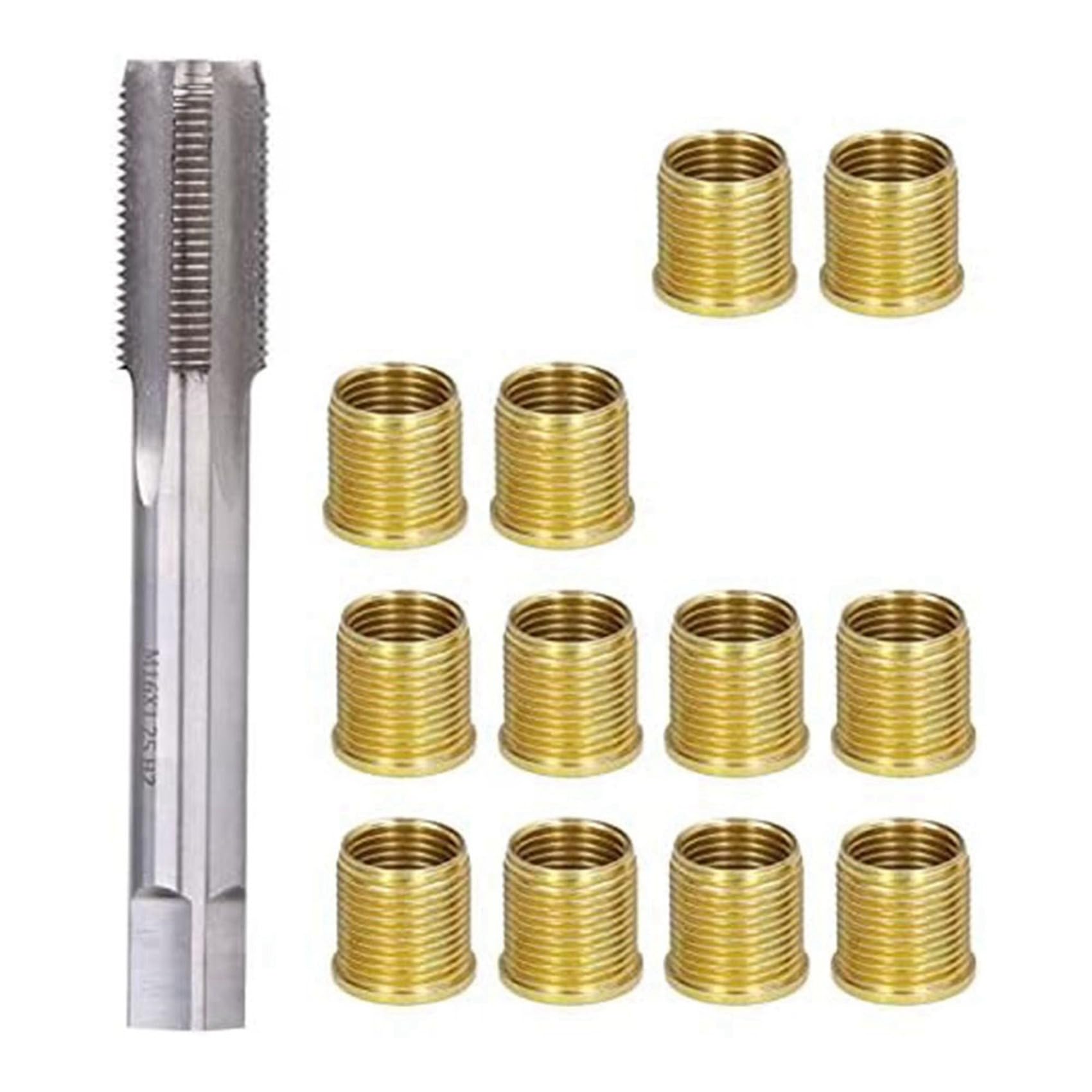 36X Strumenti per La Riparazione della Filettatura delle Candele, Candela per Rubinetto in Acciaio Ad Alta velocità con Inserti M14X1,25 e Kit Rubinetto M16X1,25