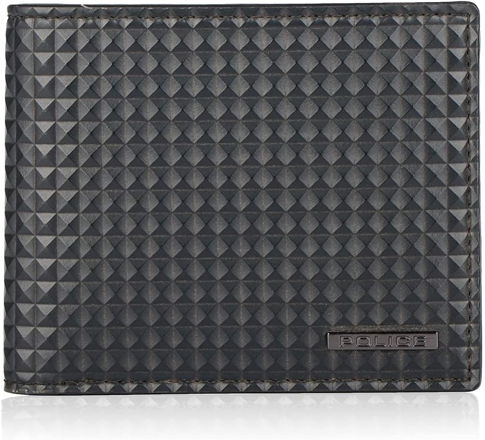 POLICE Pyramid Slim Leather Wallet For Men - Black