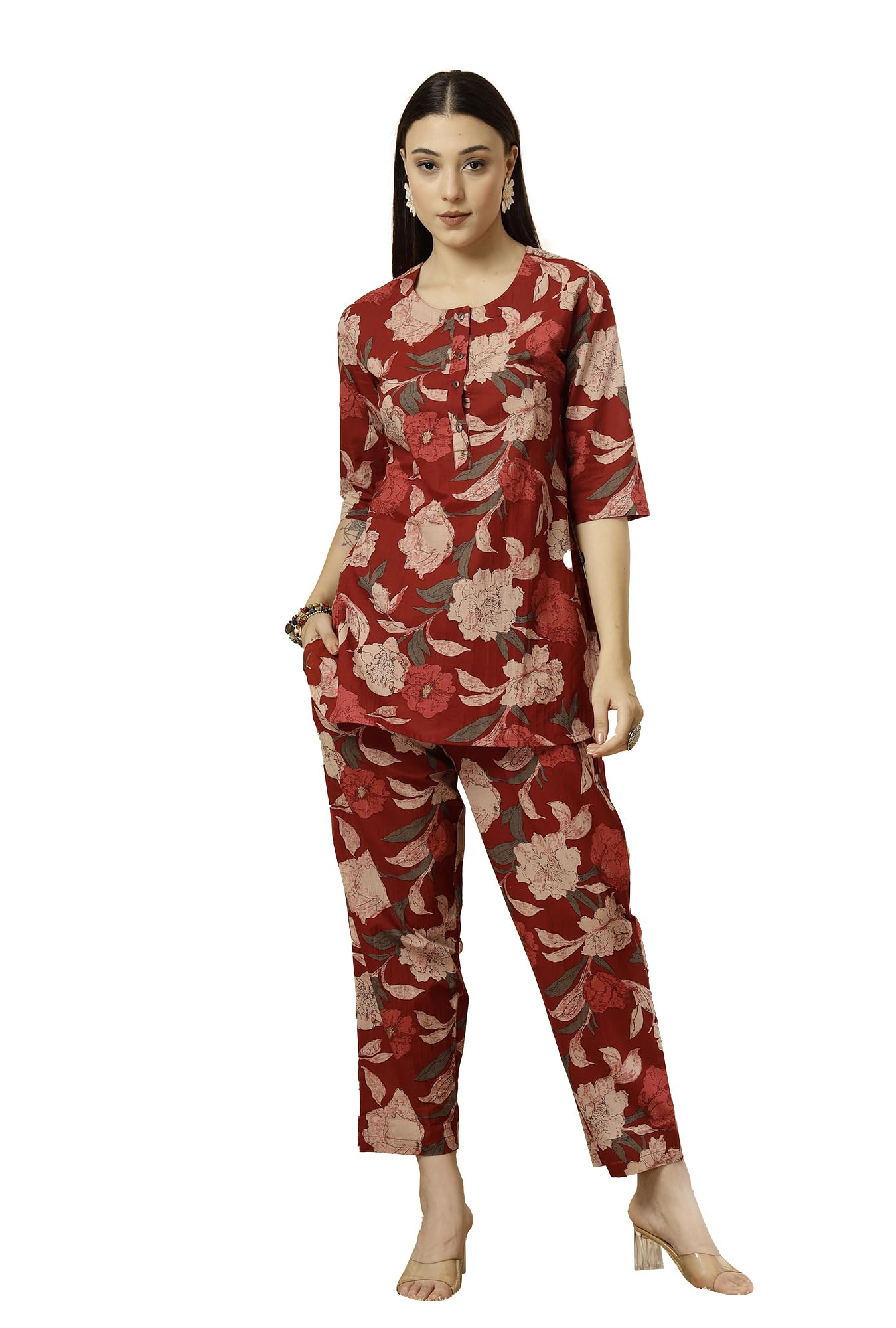 Women Summery Floral Cotton Co-ord Set-image-28