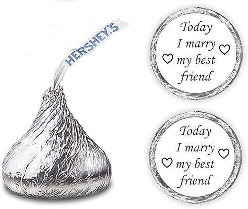 Miniatura 1 de 324 Calcomanías de boda con texto en inglés "Today I Marry My Best Friend Kisses", etiquetas adhesivas de gotas de chocolate para bodas, despedidas