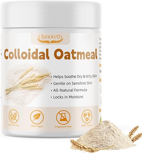 Avena coloidal 100% harina de avena coloidal orgánica en polvo para aliviar la piel sensible, seca o propensa al eczema, sin fragancia, sin gluten,