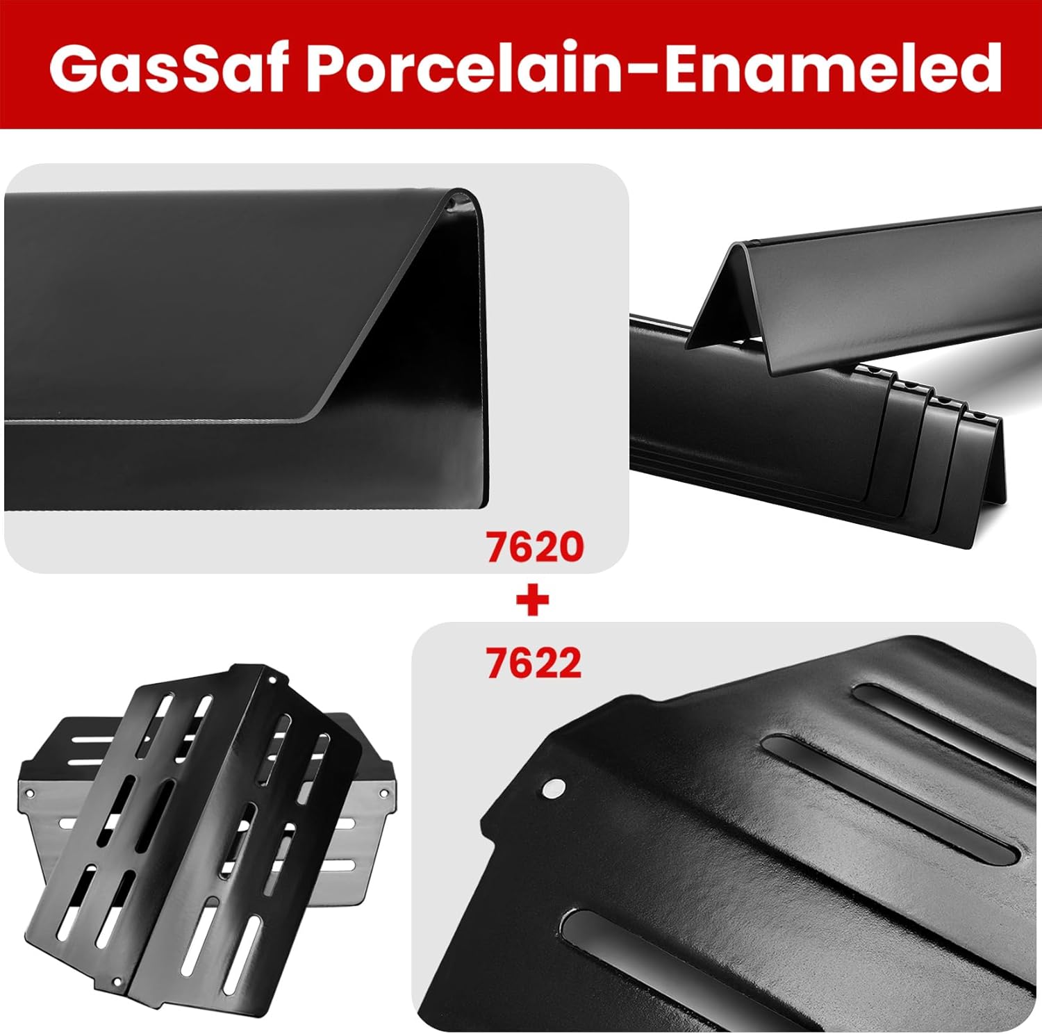 GasSaf 7620 Flavorizer Bar, 7622 Heat Deflectors Replacement for Weber 7621 65505 Genesis 300 Series E310 E320 E330 S310 S320 S330 Grill Part with Front Control Knobs (2011 & Newer)
