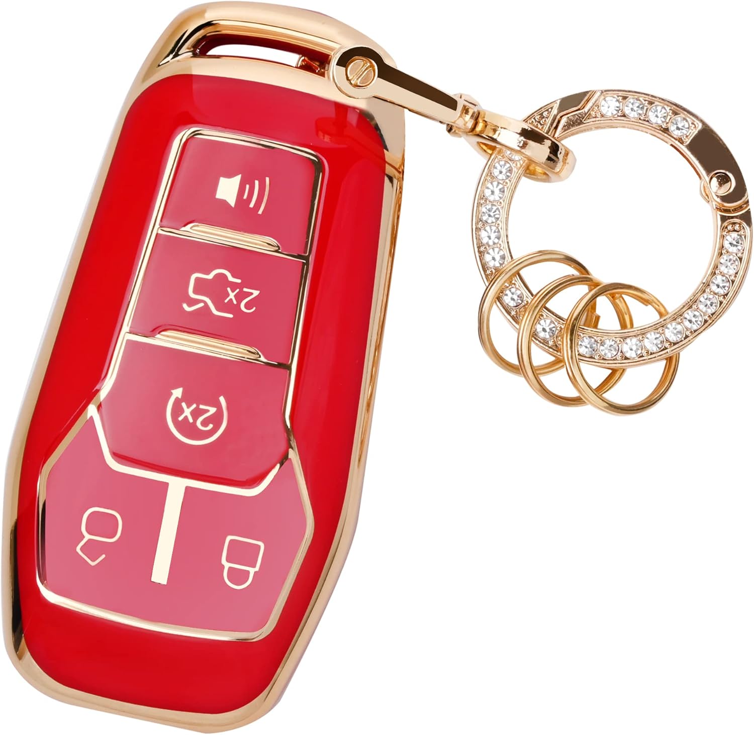 for Ford Key Fob Cover - Soft TPU Key Fob Case Shell Cover Holder Protector for Ford Edge Fusion Explorer Mustang Lincoln MKZ MKC MKX Smart Keyless Remote(Red