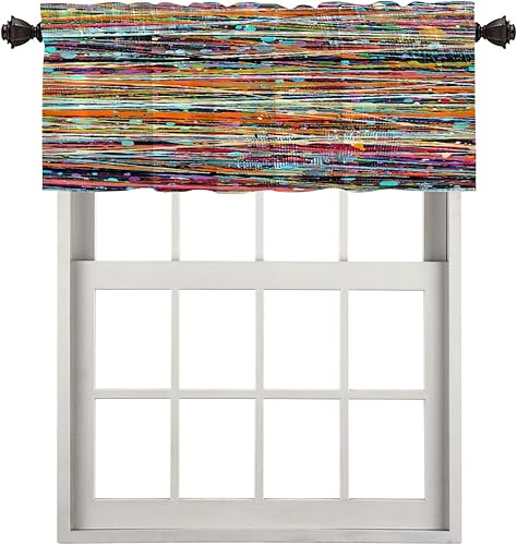 Miniatura 349 de Cenefas de cocina modernas con patrón de cobre marrón dorado para ventanas, cenefas opacas abstractas de marcas de arañazos y cortinas opacas