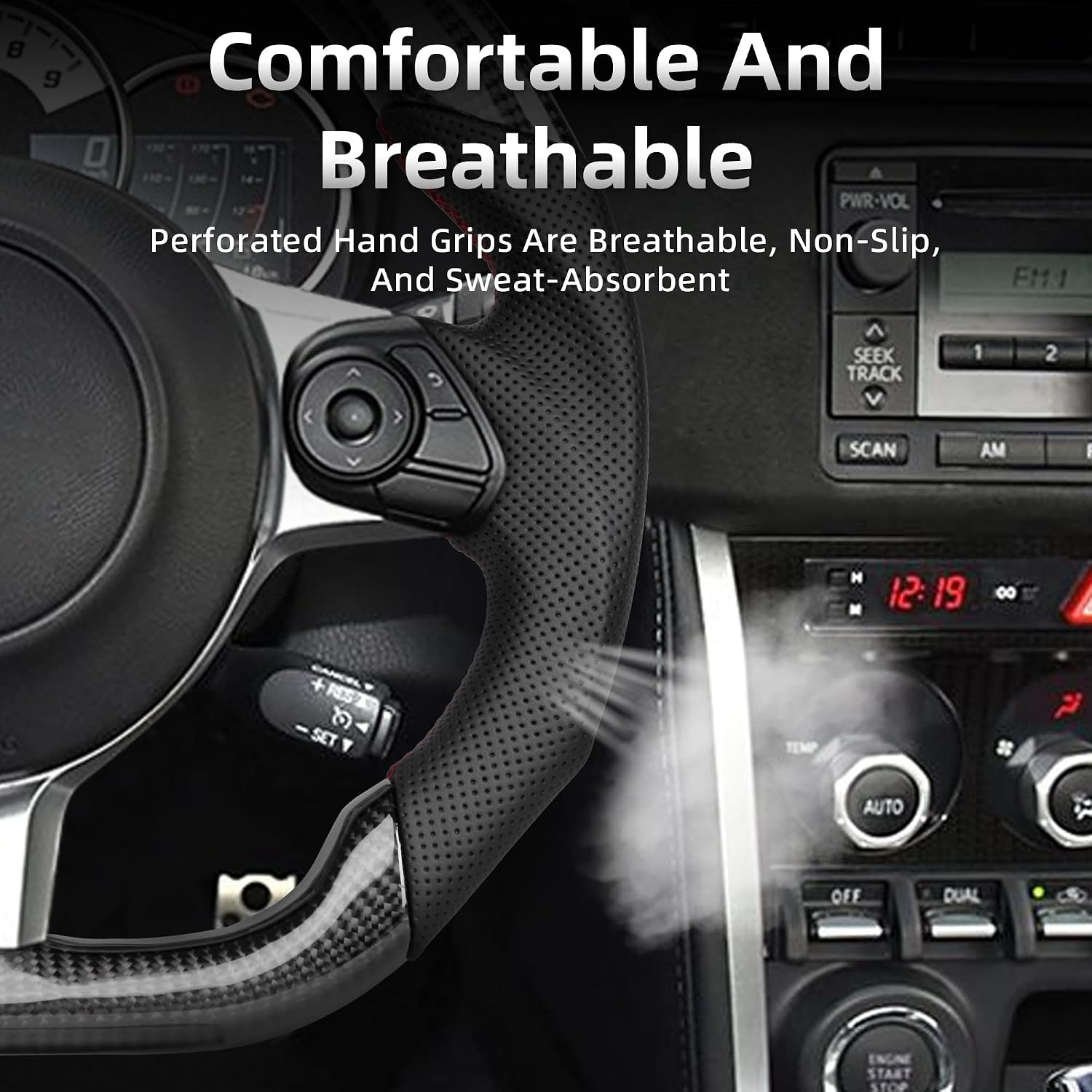 Carbon Fiber Steering Wheel for Toyota 86/Subaru BRZ 2017-2024 Equipped with Anti Slip Grooves D-Shaped Flat Bottom Steering Wheel