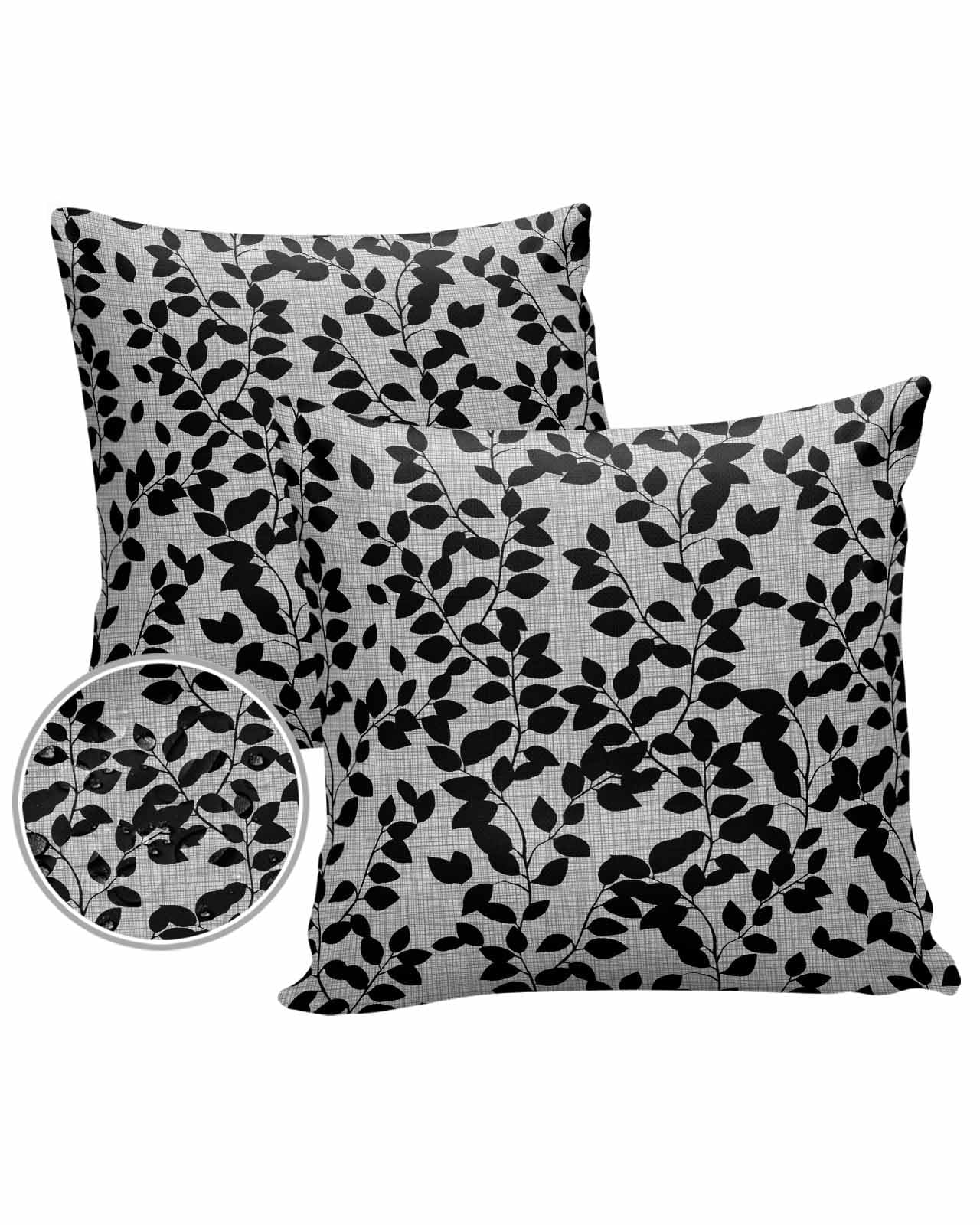 Edwiinsa Botanical Leaves Outdoor Pillow Covers Waterproof,All Weather Cushion Case Set of 2 Decorative Pillowcases for Sofa Couch Bed Decor Patio Furniture 24
