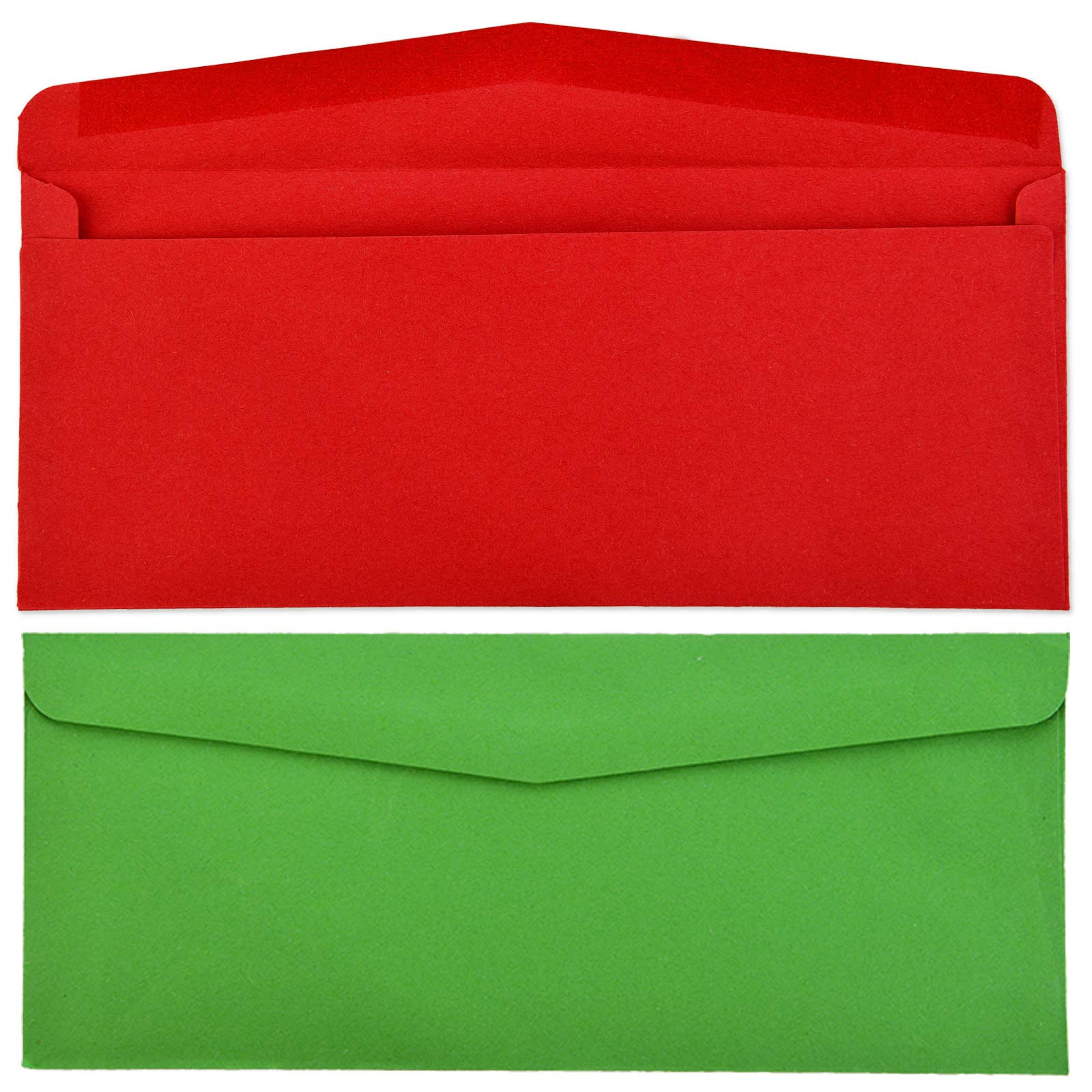 Outus 100 Pieces #10 Christmas Valentine's Day Envelopes Self Adhesive Mailing Business Envelopes Gummed Seal Xmas Letter Envelopes for Holiday Invitation (Red and Kraft) (Red and Green)