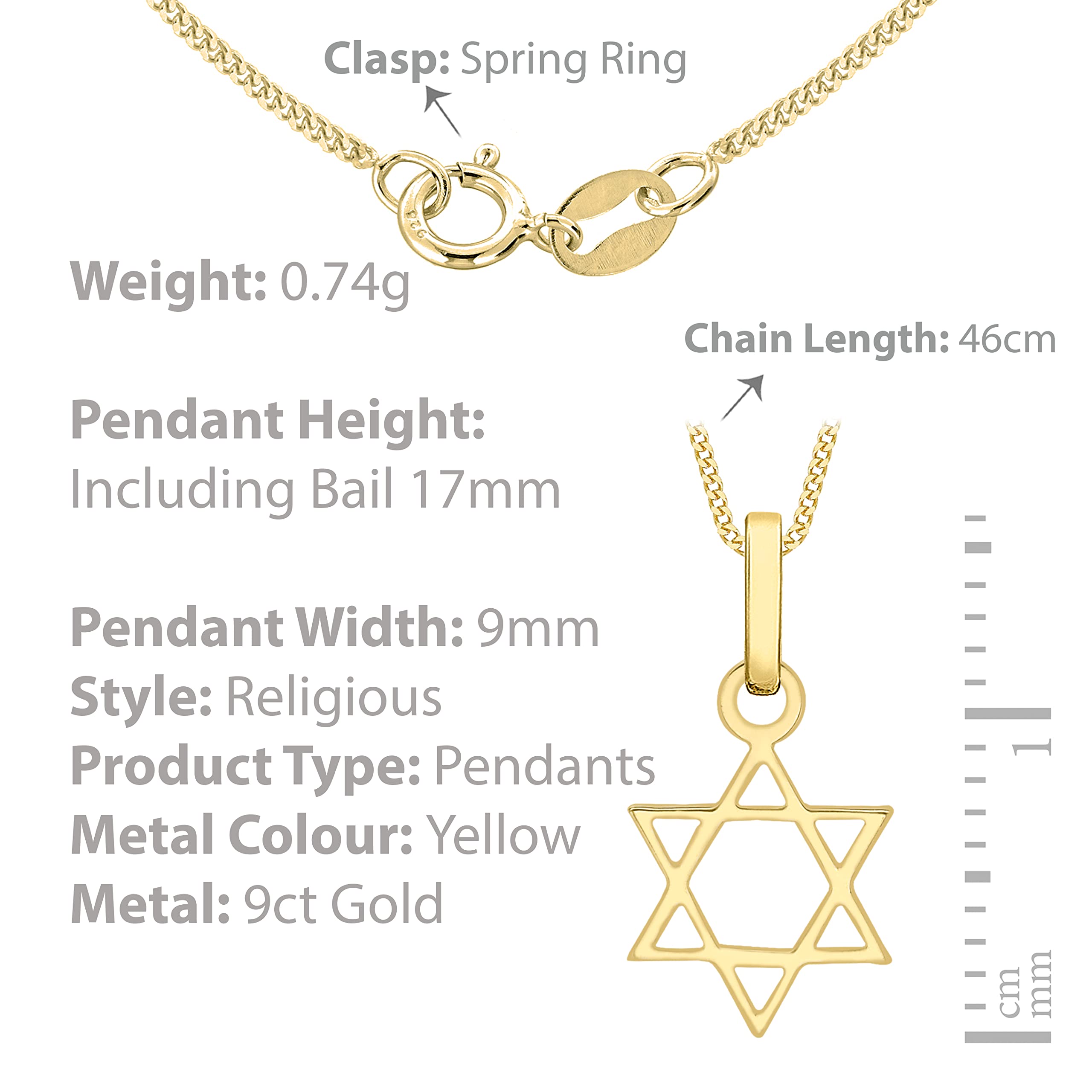Collana con Pendente da Donna in Oro Giallo 9K, 45.72 cm