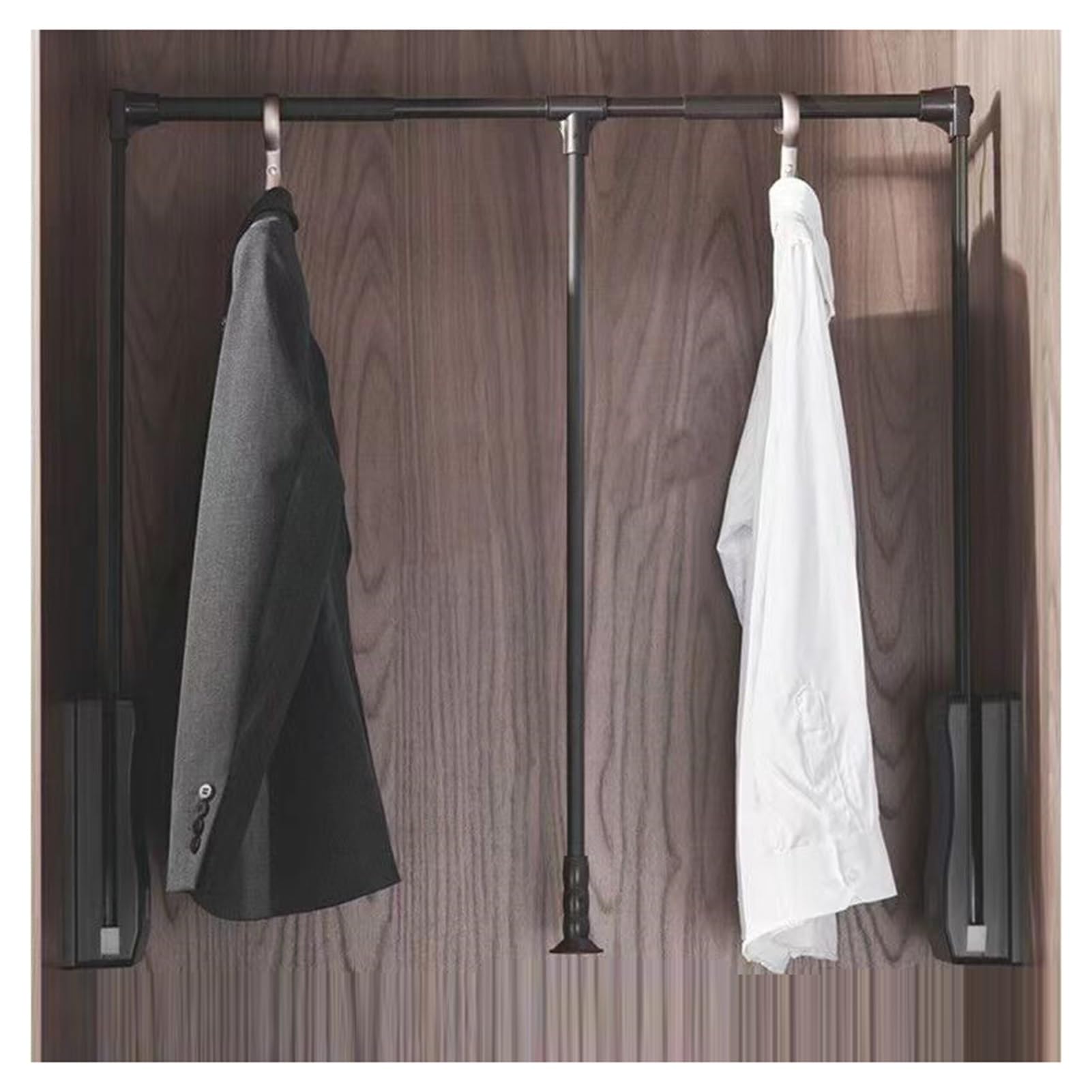 HTTGDGDH Adjustable Pull Down Closet Rod - Aluminum Alloy Clothes Hanger For Cabinets 21.65-49.21 Inch, Heavy Duty 110 Lb Capacity, Silver, 550-700Mm - Space-Saving Solution For O,Black-700-930mm