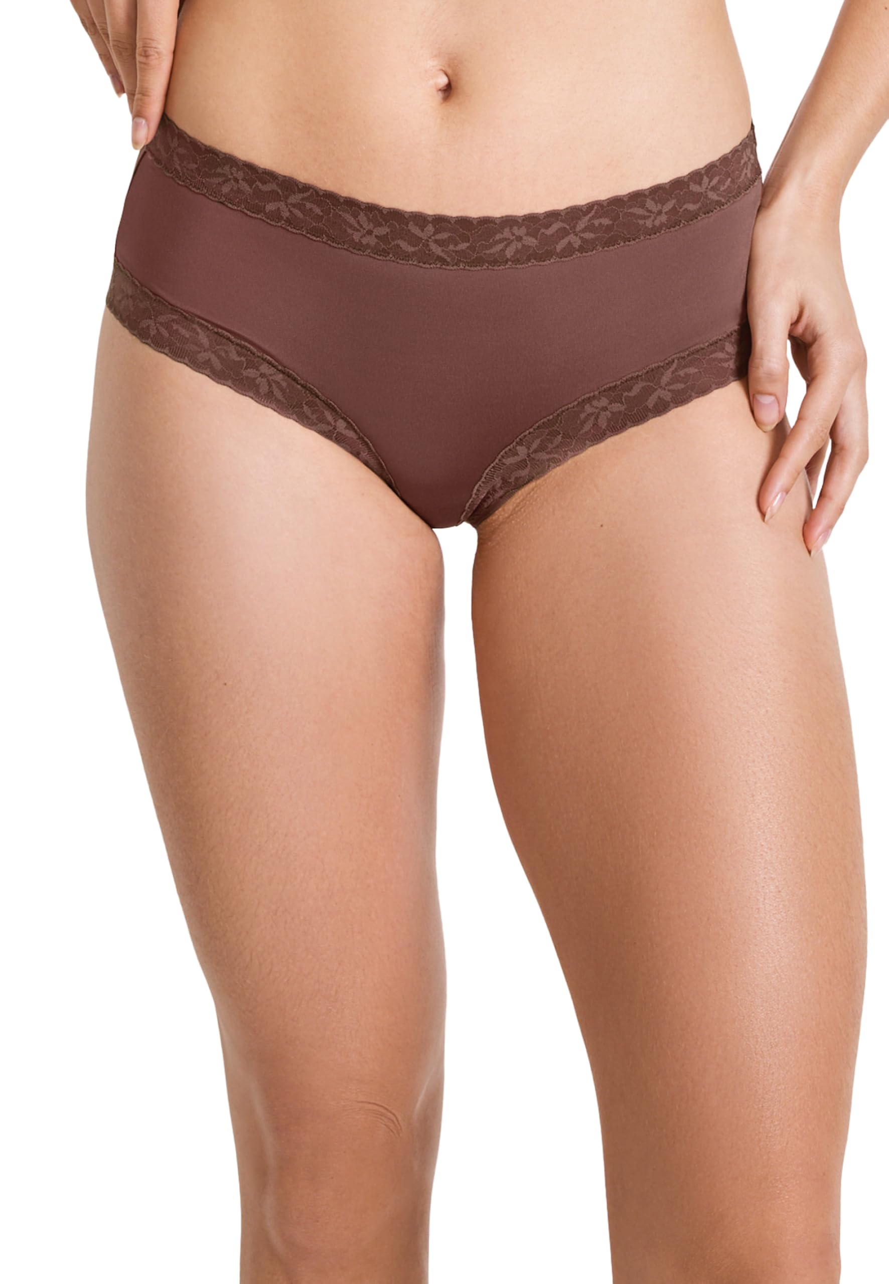 Jockey Women's Tuscan Brown Parisienne Soft Stretch Lace Hipster, M