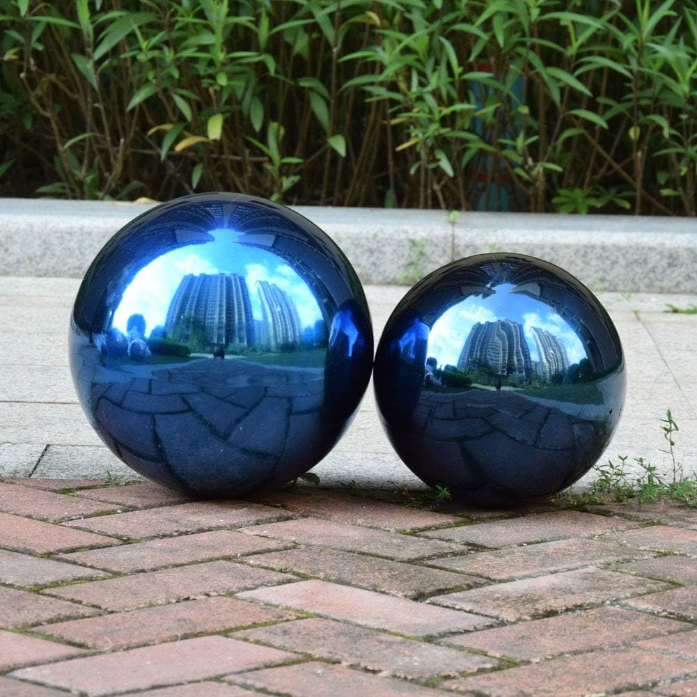 12 inches in Gazing Ball,Seamless Blue Stainless Steel Polished Reflective Smooth Mirror Garden Sphere Globe,Props of Photography,Colorful Addition to Any Garden Home