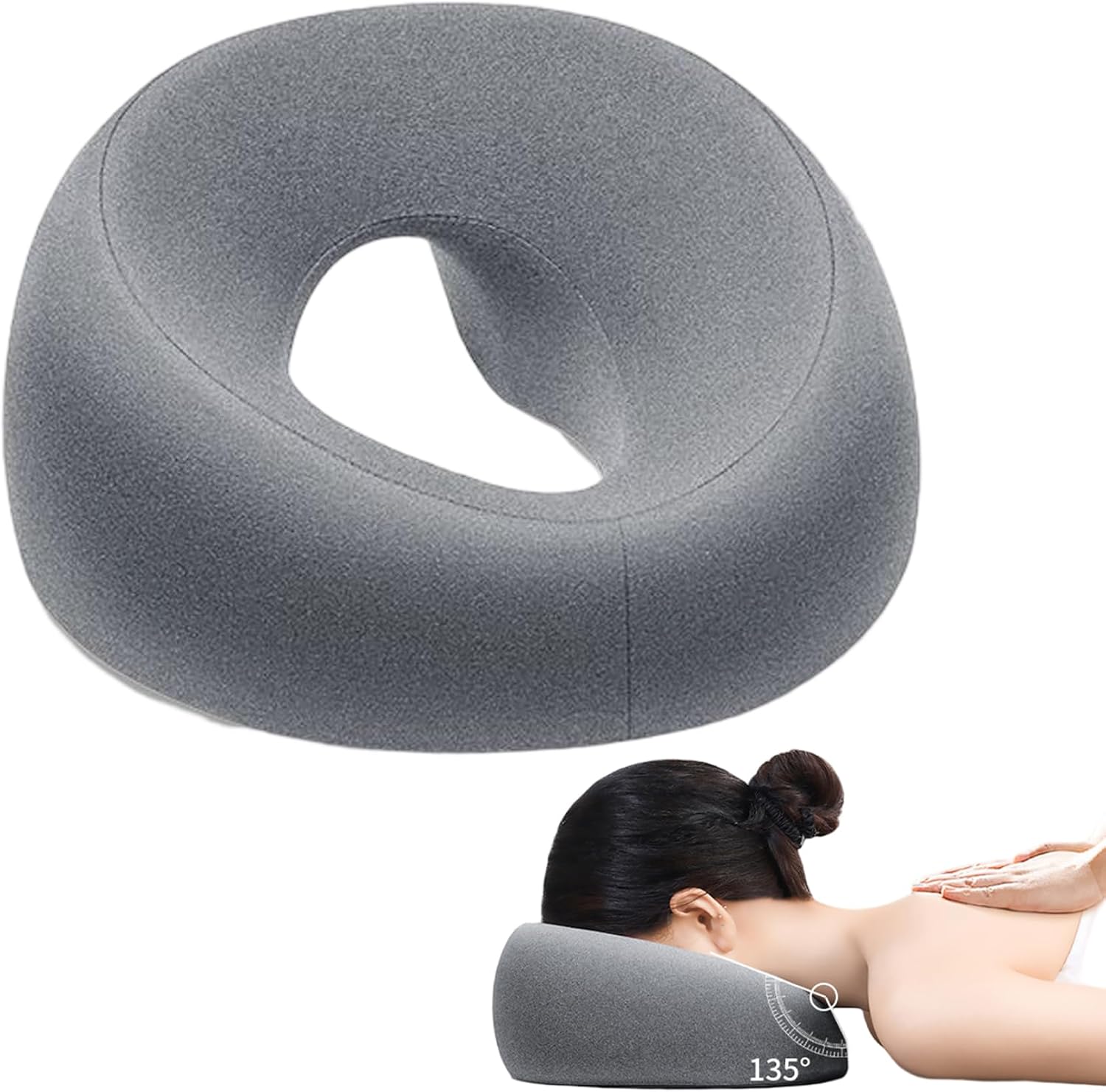 Face Down Pillow - U-Shape Massage Headrest for Bed with Memory Foam, Green Ergonomic Face Cushion for Comfortable Stomach Sleeping, Spa & Salon Use, Indoor Decorations
