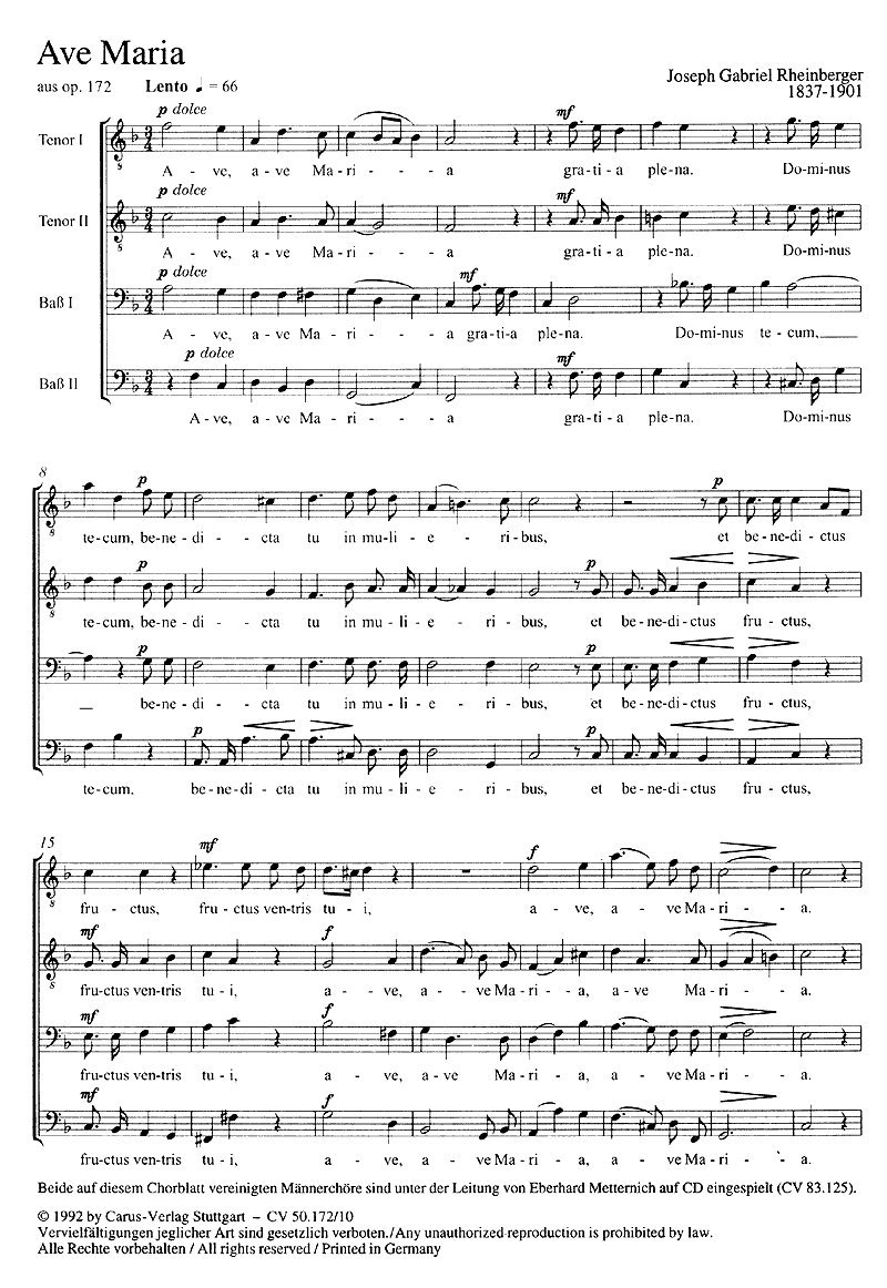 Peter Cornelius,Josef Rheinberger-Rheinberger- Cornelius: Zwei Männerchöre-Men's