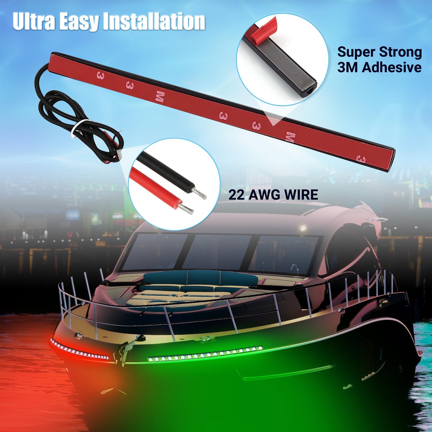 Led Red & Green Submersible LED Navigation Lights For Boats – 12V Waterproof Marine Strips Boat Navigation Lights - Foto 3