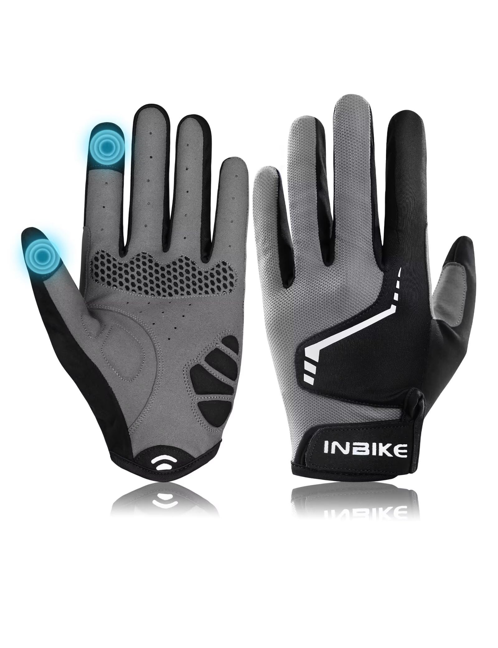 INBIKE Cycling Gloves, Padded Mountain Bike Gloves for Men Women, Shock-Absorbing Touchscreen Lightweight Bicycle Glove