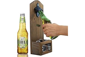 ZGZD Wooden Bottle Opener Wall Mounted with Cap Catcher - An Amazing...