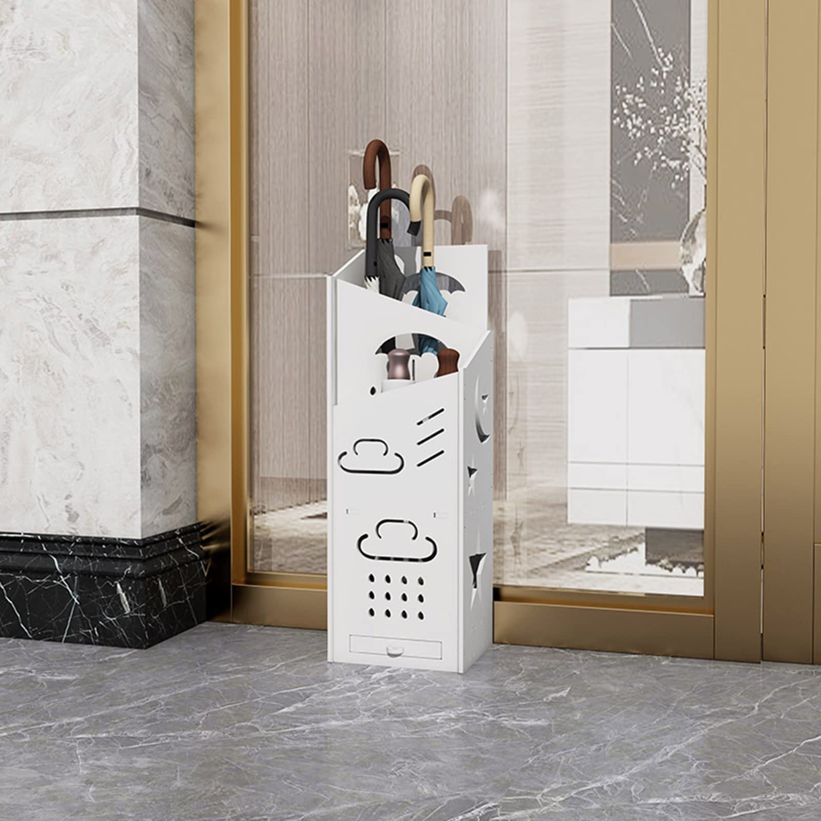 Portaombrelli in Impermeabile, Bianco Portaombrelli Design Moderno, Semplice Scaffale di Immagazzinaggio per Ombrelli, Porta Ombrelli da Ingresso per Interno, Ufficio, Casa