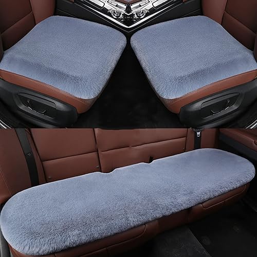 Miniatura 1 de EGBANG 1 juego de 3 fundas suaves y esponjosas para asiento de automóvil, de lana sintética, almohadilla protectora para asiento delantero y