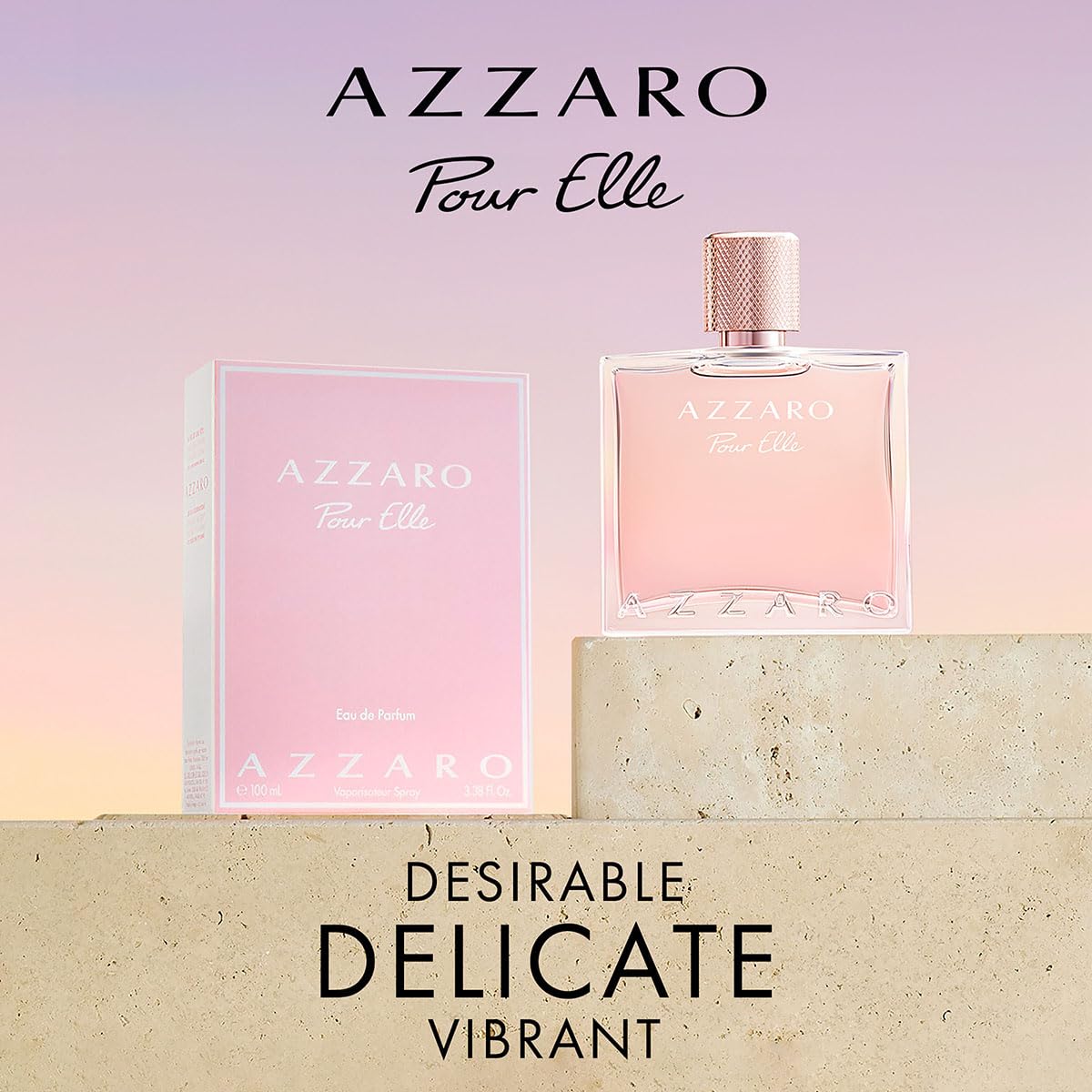 Azzaro, Pour Elle Eau de Parfum, Fragancia Floral Frutal Amaderada, con Notas de Limón, Rosa y Sándalo, para Mujer, Aporta Frescura, Feminidad y Calidez Envolvente, 100ml