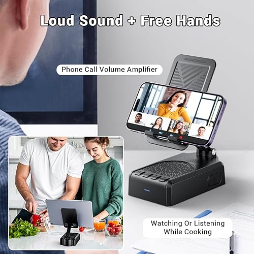 Miniatura 4 de AIKELA Altavoz Bluetooth con control remoto de desplazamiento de video y soporte para teléfono, amplificador de altavoz para teléfono, sonido