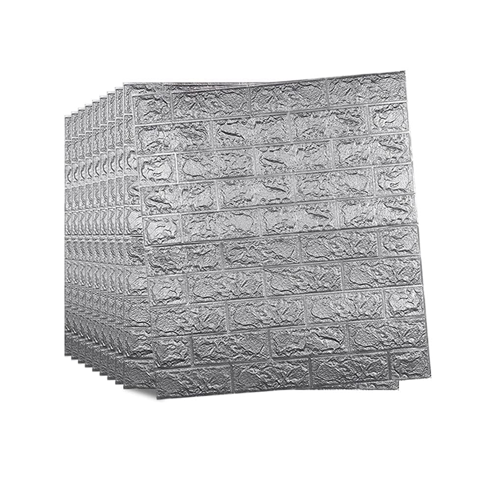 Anttyscar 3D Brick Wallpaper Wall Stickers - Self-Adhesive and Waterproof Foam Panels, Easy to Install Peel and Stick Design for Home Decor, Grey, 30-Pack 70x77cm