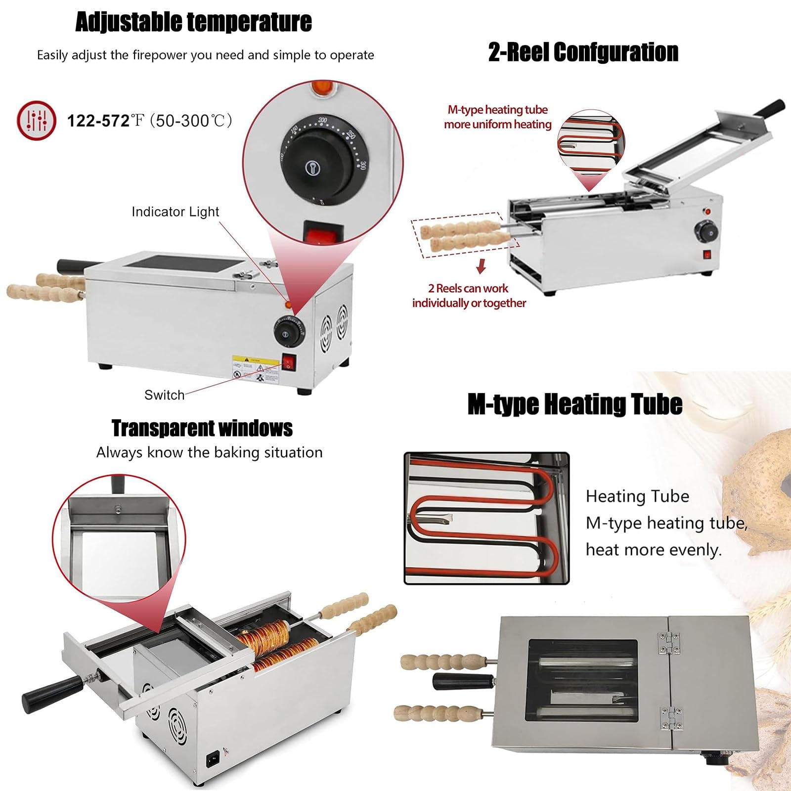 Máquina para Hacer Conos De Helado 1500W,con Molde Acero Inoxidable,Máquina Eléctrica para Hacer Panecillos,Ajustable 50°C a 300°C para La Cocina Doméstica Y El Uso Comercial Snack Bar
