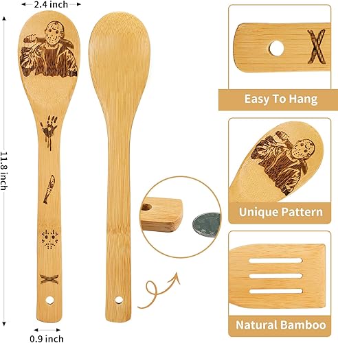 Miniatura 3 de Comercio de películas de terror - Accesorios de decoración de cocina de Halloween, cucharas de madera para cocinar, 7 piezas de utensilios de bambú