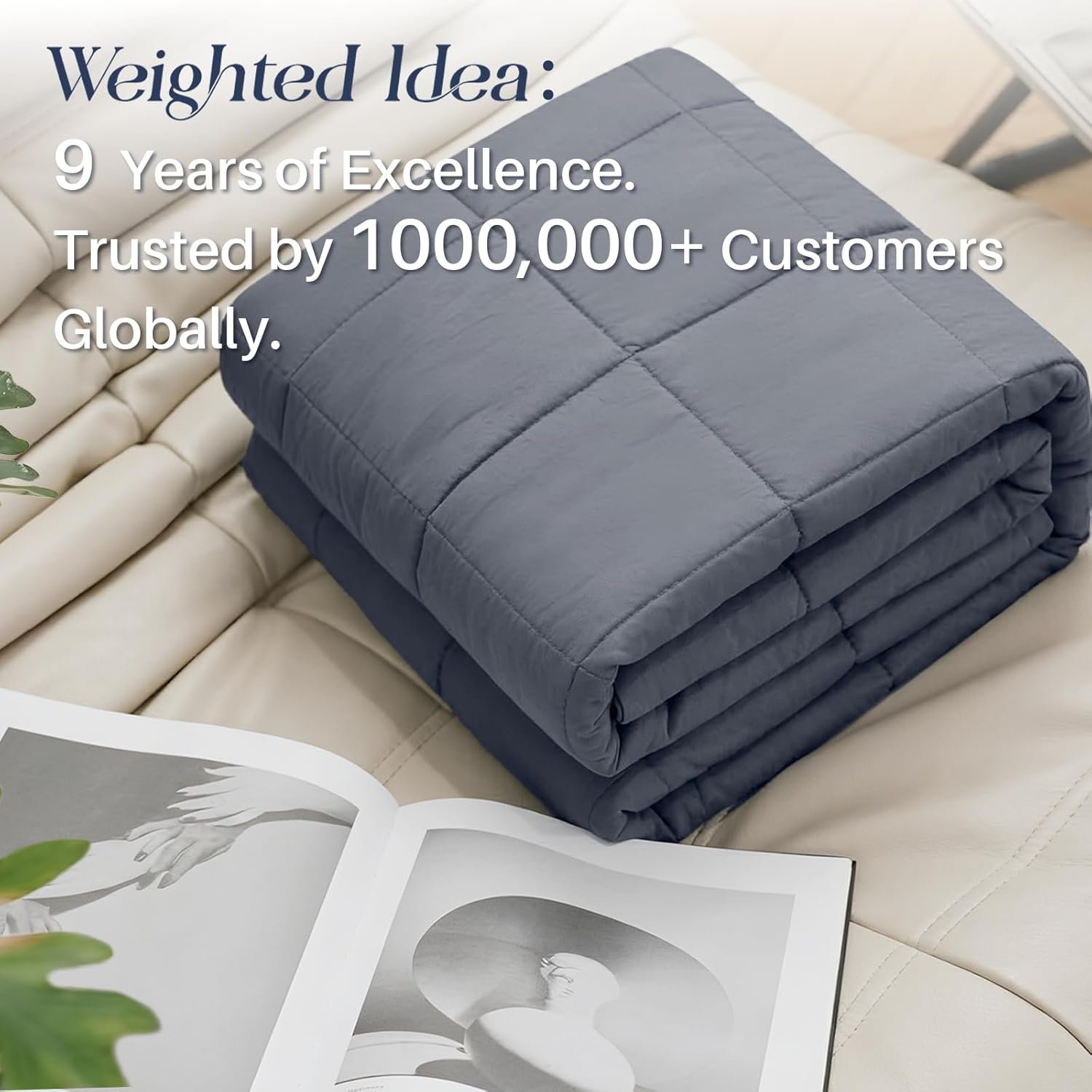 Weighted Idea Weighted Blanket for Adults (Dark Grey,48"x72",20lbs) Cooling Breathable Heavy Blanket with Premium Glass Beads All-Season Soft Thick Comfort