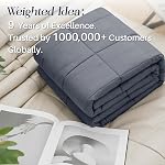 Weighted Idea Weighted Couverture pour adultes (Gris foncé,60"x80",15lbs) Couverture respirante avec perles de verre premium tout-saison doux confort