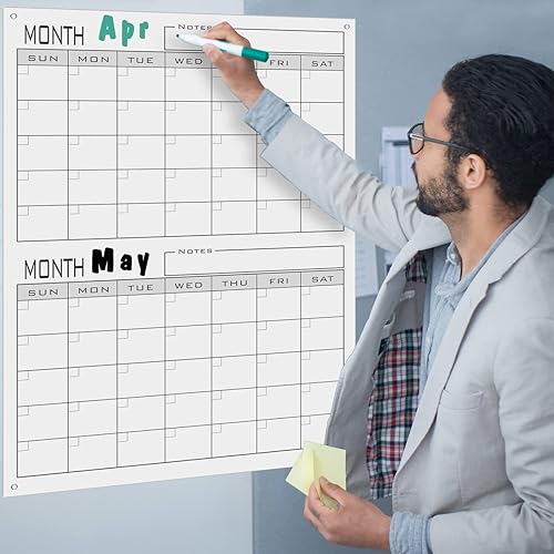 Miniatura 7 de Calendario de borrado en seco de 2 meses para pared, planificador de pared grande de 60 días borrable y reutilizable de 60 días, póster de