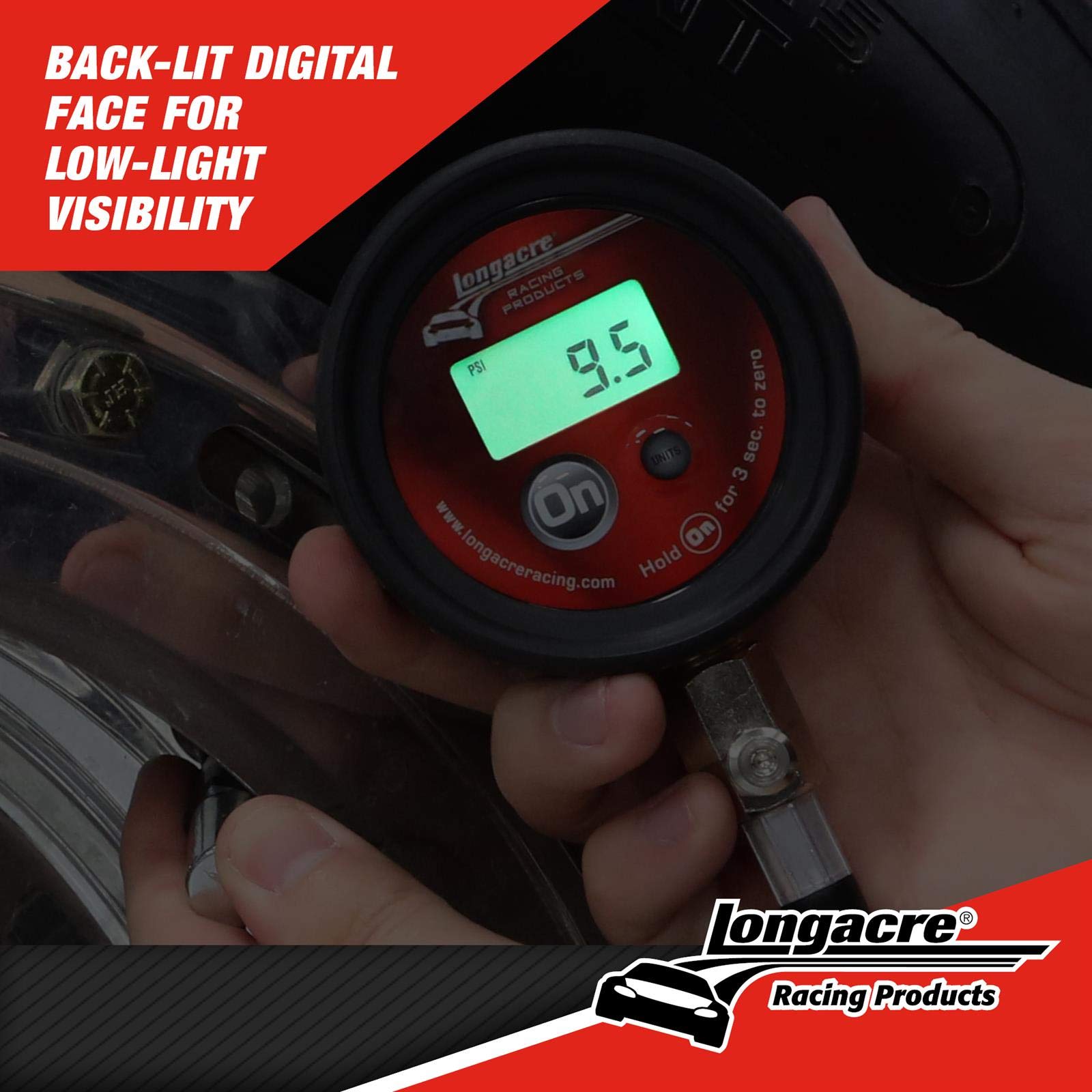Longacre 50321 Semi Pro Digital Tire Gauge 0–60 PSI mit Winkel Chuck
