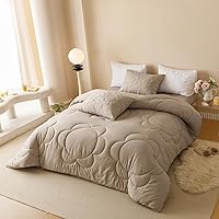 Vista 368 de Luxlovery - Juego de edredón azul neblina, tamaño matrimonial, minimalista, azul polvoriento, edredones de algodón suaves y transpirables, azul