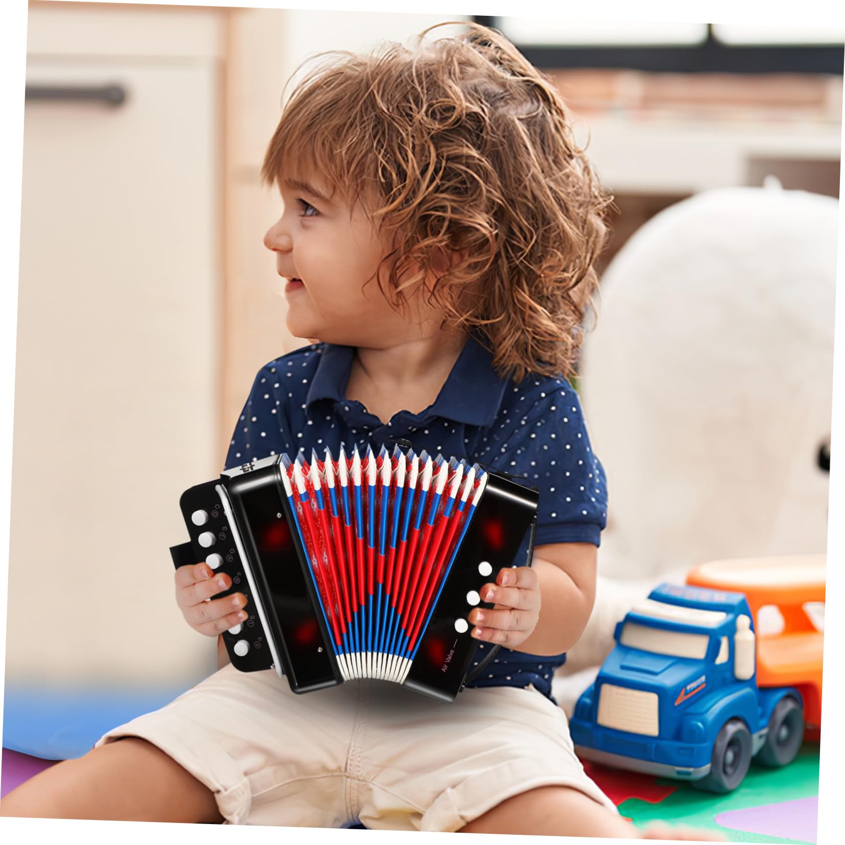 Toyvian Fisarmonica Giocattolo per Mini Portatile Tasti Bassi Pulsanti Strumento Musicale per Piccoli con Design Ergonomico Facile da Usare per Sviluppo Musicale e Ritmo