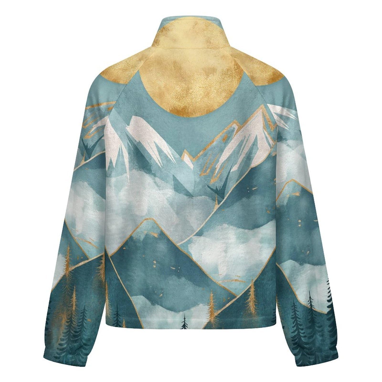 OFFSUM Veste Polaire Pour Femme - Montagne Abstraitemanteaux D'Automne Et D'Hiver Grandes Tailles, Cardigans, Vêtements Streetwear Tendance Pour La Randonnée Et Les Activités De Plein Air, Coupe