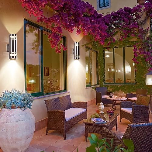 Miniatura 3 de Aplique de pared para exteriores, lámpara de pared cilíndrica para porche con acero inoxidable 304 y vidrio templado, luz impermeable para jardín,