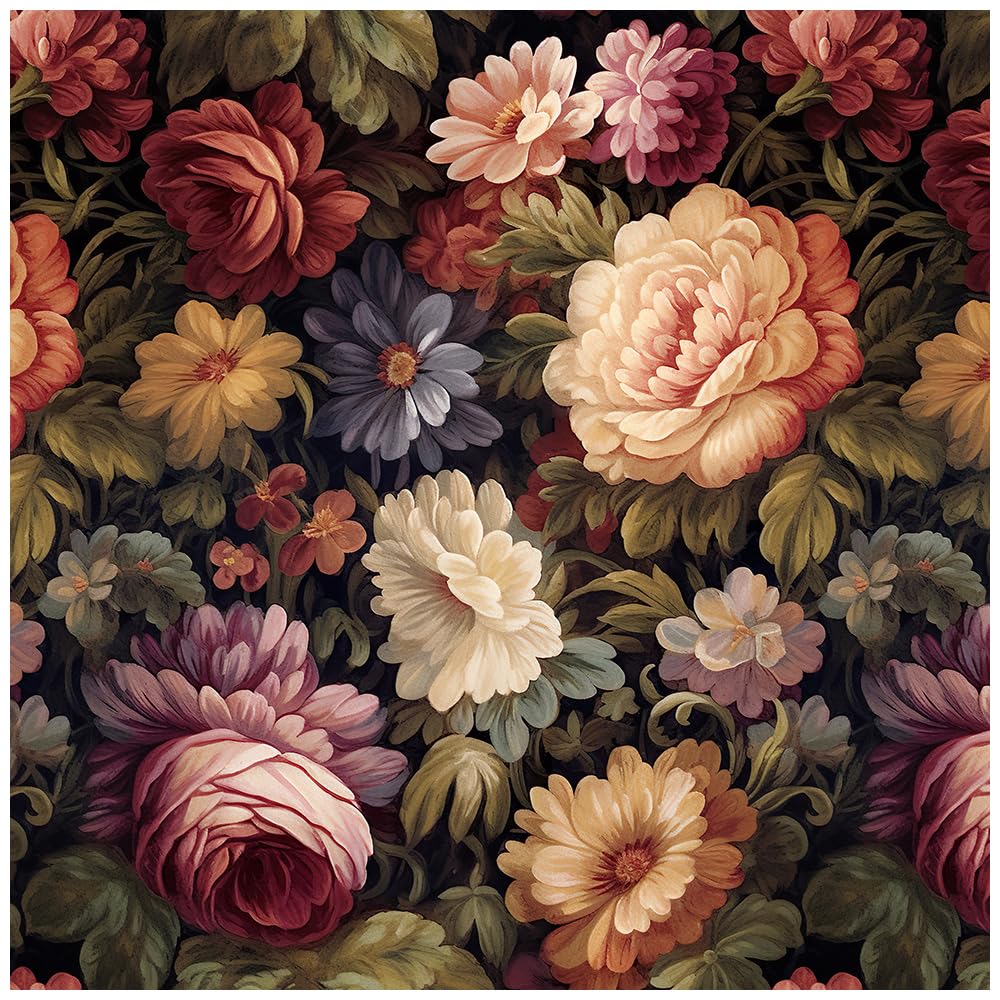 HAOKHOME Peel and Stick Vintage Wallpaper Floral Peony Wall Paper Pink/Green/Saffron Removable Renter Friendly Contact Paper for Home Decor 17.3in x