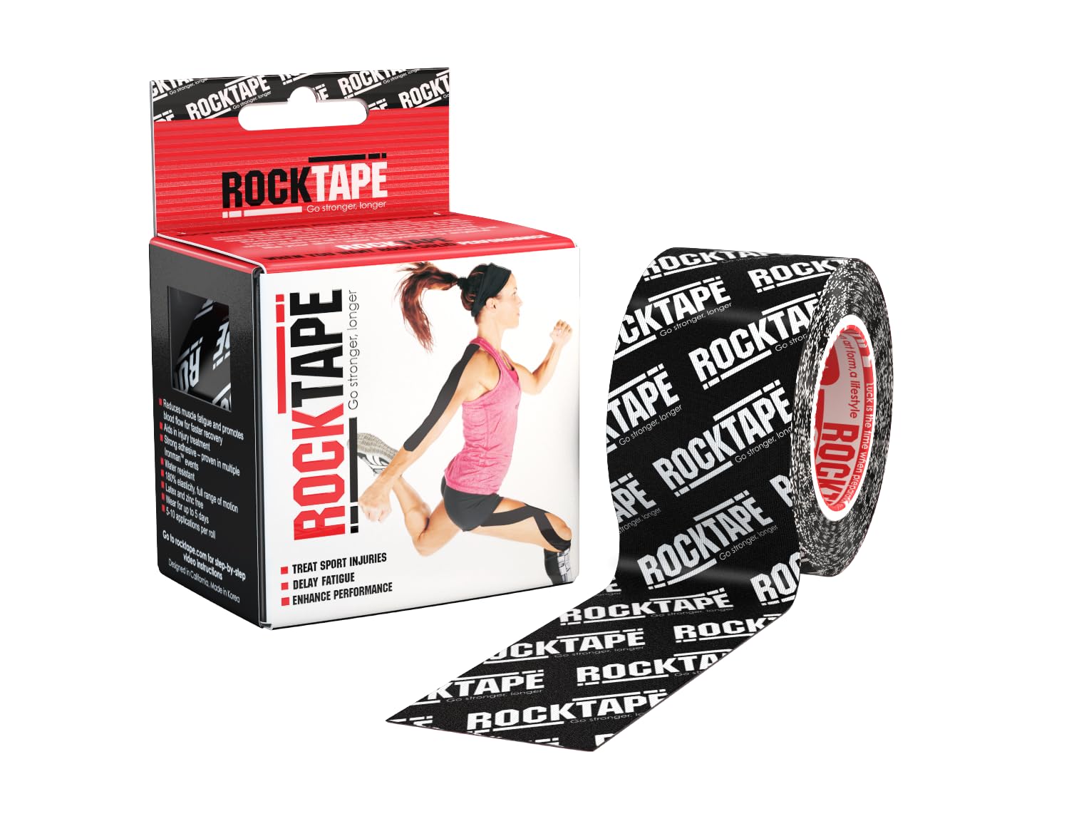 Rocktape Unisex Uncut Std Kinesiologie Tape Elastisches Therapeutisches Sportband für Schulter, Knöchel, Ellenbogen, Handgelenk, Schienbeinschienen und Knie Unterstützung