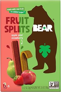 BEAR Strawberry & Apple Fruit Splits 3.5 oz - Pure Fruit Snacks, Healthy No-Added-Sugar Treat for Kids