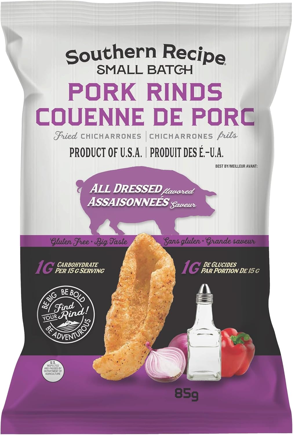 Southern Recipe Small Batch Pork Rinds, All Dressed Keto Friendly, Gluten Free, Low Carb 7g