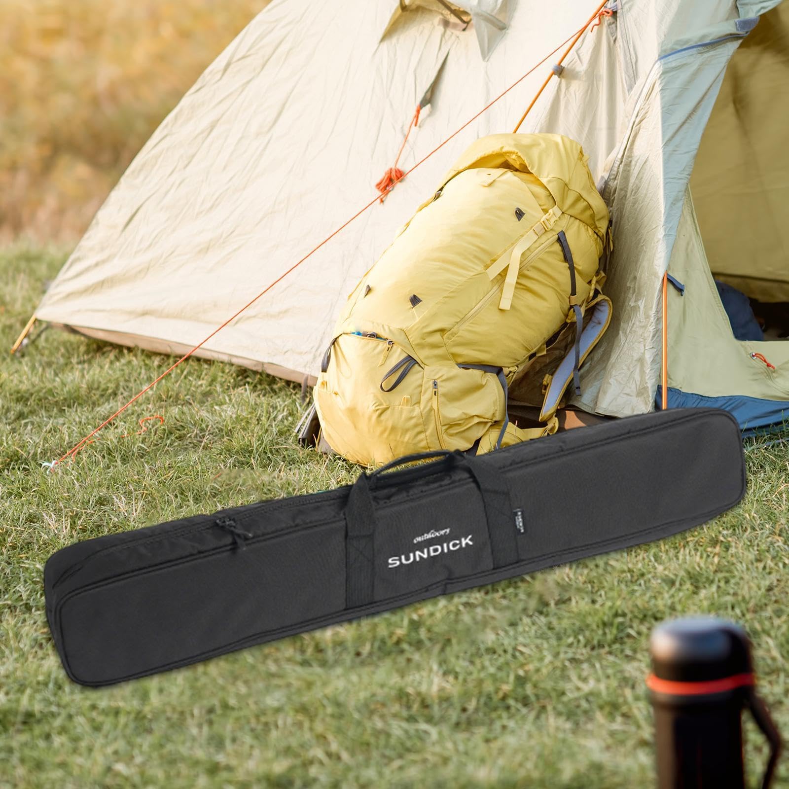 rockible Canopy Pole Bag Tripod Carrying Case Versatile Sturdy Picnic Handbag Zipper Closure for Travel Outdoor Sports Fishing Hiking, Black