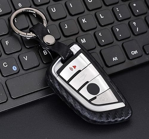 Miniatura 5 de iJDMTOY Funda de silicona suave con patrón de fibra de carbono compatible con BMW 2016 en adelante X1, 2019 en adelante X4, 2014 en adelante X5,