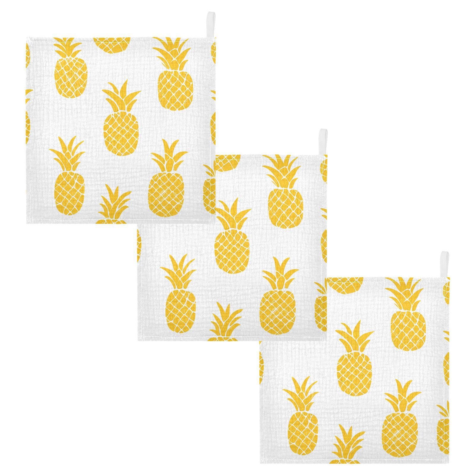 YETTASBIN Pineapple Muslin Baby Hand Washcloths Soft Cotton Bath Face Towel 4 Layers Extra Absorbent Feeding Burp Cloth